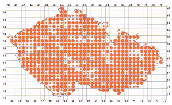 Osa x ukazuje čas, osa y khz resp.