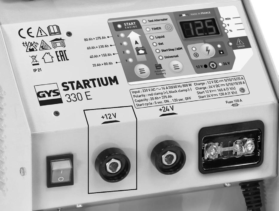 VŠEOBECNÝ POPIS Zařízení STARTIUM byla navržena pro nabíjení olověných amukulátorů 12 V (6 článků) a 24 V (12 článků) s tekutým nebo gelovým elektrolytem: Montáž madla a koleček (pouze pro verze 480,