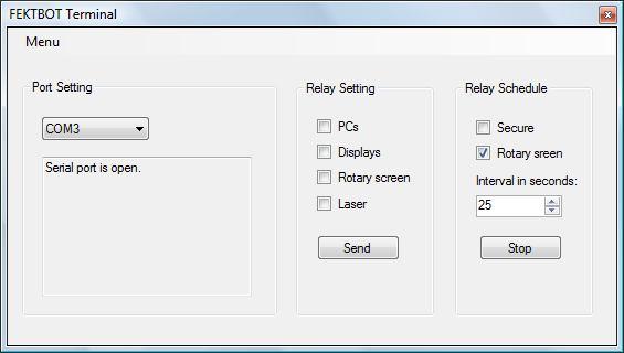 3.6. Program na zapínání a vypínání projektů přes relé Za pomoci MS Visual Studio 2010 jsme naprogramovali program na ovládání reléové skříně.