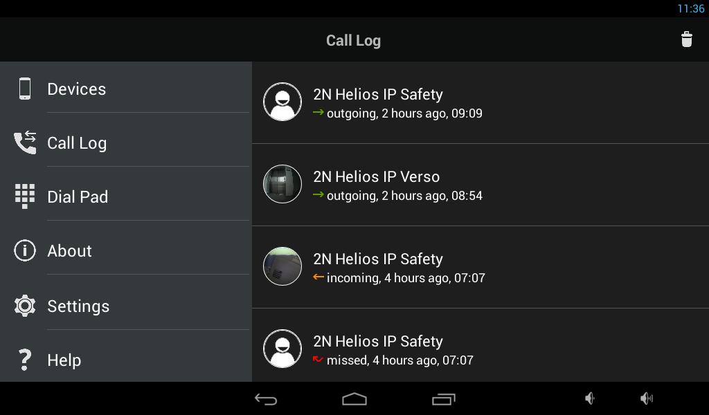 4.2.2 Call Log Sekce Call log aplikace 2N Helios IP Mobile slouží k zobrazení záznamů odchozích a příchozích hovorů. Hovory mohou nabývat těchto hodnot: outgoing odchozí hovor.