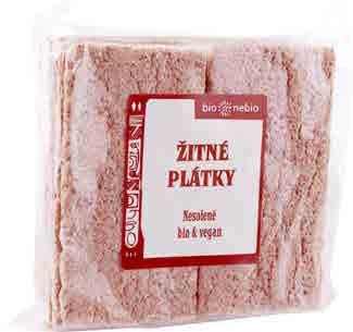 Plátky křupavé s žitem bio*nebio Složení: žito, bramborový škrob. 100% bio.