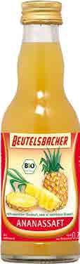 15210 15211 12 x 200 ml 6 x 700 ml vratný obal DE demeter, 4106060011522 4106060011577 Ananasová šťáva 100% BEUTELSBACHER Složení: lisovaná šťáva z ananasů. 100% bio.