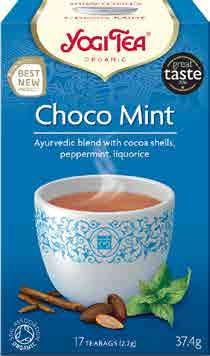 2824 6 x (17 x 1,8 g) IT 4012824401037 Choco Máta Yogi Tea Složení: kakaové slupky 60 %, lékořice 12 %, máta peprná 6 %, anýz, odtučněné kakao, skořice, černý pepř, karob, kardamom,