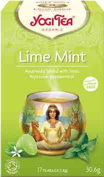 2846 6 x (17 x 2 g) IT 4012824403222 Limetka Máta Yogi Tea Složení: lékořice 29 %, limetka 15 %, máta klasnatá 15 %, máta peprná 15 %, kardamom 15 %, suš.