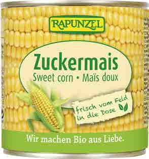 sterilovaná RAPUNZEL Složení: kukuřice cukrová*, voda, mořská sůl. * = bio.