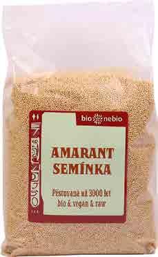 7652 30 x 250 g BO/PE, raw, 8594052881073 Quinoa červená bio*nebio 7654 30 x 250 g EC, raw, 8594052881660 Amarant bio*nebio Snadná příprava jako příloha či sladká kaše, vynikající nutriční
