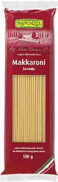 Spirálky semolina RAPUNZEL Složení: mletá tvrdá pšenice durum (semolina). 100% bio.
