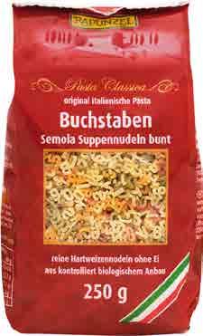 8614 12 x 500 g IT 4006040167839 Lasagne semolina RAPUNZEL Složení: mletá tvrdá pšenice durum 