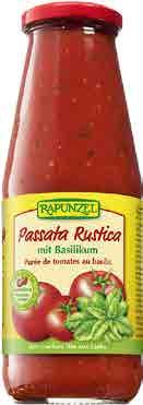 Passata RUSTICA s bazalkou RAPUNZEL Složení: rajčata, bazalka. 100% bio.