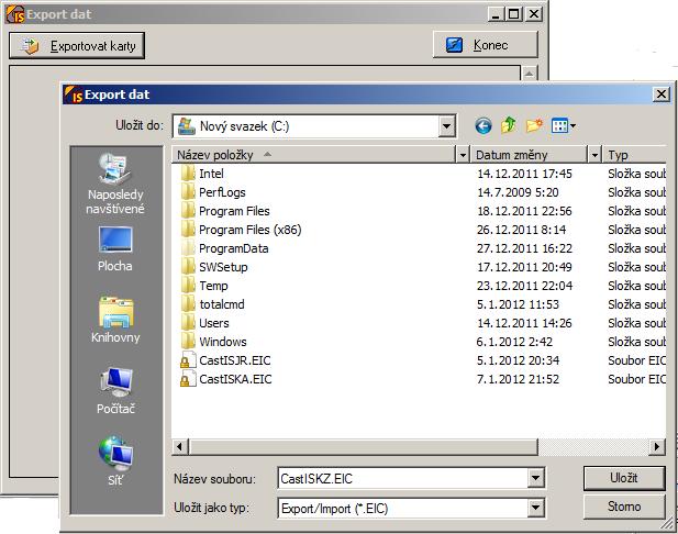 5.6.1 Export karet Slouží pro export části nebo všech dat jednoho objektu do jiné databáze stejného objektu. Exportují se pouze data karty základní evidence a data rejstříků.