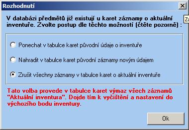 5.12.4 Vzorový příklad inventarizace Předpokládejme ukončenou poslední inventuru a nebo inventuru první (myšleno první evidovanou programem CastIS).