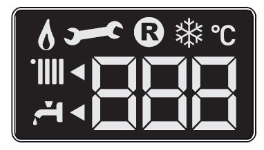 Displej - Stav kotle, indikace teploty kotle ( ) - Signalizace poruchy ( ) - Nastavení parametrů - Požadavek na stisknutí tlačítka Reset (odstranění poruchy) - Požadavek na přivolání servisu nebo