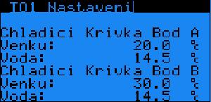 15.2 T/CH okruhy TO1 (TOx) Nastavení - Chlazení Toto nastavení je k dispozici pouze pro volitelné vybavení jednotky tepelného čerpadla, které umožňuje chlazení.