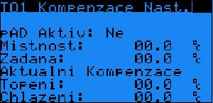 15.3 T/CH okruhy TO1 (TOx) Kompenzace Nast. Vstup do menu kompenzace se provádí stiskem PRG na displeji topné/chladící křivky. Parametr: SP Rozsah/čidlo/přednast. Jedn.