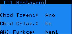 15.8 T/CH okruhy TO1 (TOx) Nastavení chodu Parametr: SP Rozsah/Předn. Chod Topeni B282 Ano/Ne Hodnota: Ano Chod Chlaz.