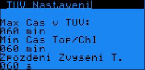 0 - Hlavní povolení/zakázání teplé vody. 0=Ne, 1=Ano C Hystereze pro přípravu teplé vody.