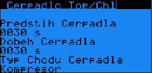 6 Čerpadlo Set Nastavení tepelného čerpadla (sekundár-ohřev/chlazení). 6.1 Čerpadlo Top/Chl - Časování Parametr: SP Rozsah/Předn.