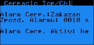 Čerpadlo se zapne, když klesne teplota venk.vzduchu pod nastavenou mez. 6.6 Čerpadlo Top/Chl - Alarmy Parametr: SP Rozsah/Předn. Alarm Cerp.