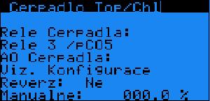 6.7 Čerpadlo Top/Chl Relé čerpadla Parametr: SP Rozsah/Předn. Relé čerpadla - R1-R8/pCO5 - Volba výstupního relé čerpadla. AO Cerpadlaviz.
