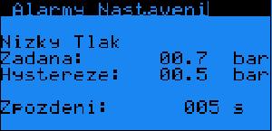 C Hodnota protimrazového alarmu při venkovní teplotě, kdy není odtávání možné.
