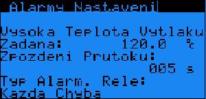 Parametr: SP Rozsah/Předn. Topeni A53-99.9-99.9 Hodnota: 68.0 Chlazeni A127-99.9-99.9 Hodnota: 65.0 Zpozdeni I320 0-999 Hodnota: 5 C Ochrana před Vysokou kondenzační teplotou pro režim Topení.