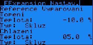 10.3 Eexpansion Nastav. - Reference Vypařování Parametr: SP Rozsah/Předn. Topeni Teplota A478-99.9-99.