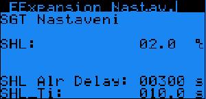 10.15 EExpansion Nastav. - SGT SHL Parametr: SP Rozsah/Předn. SHL A177-99.9-99.9 (Superheat Hodnota: 2.0 Low) SHL Alr Delay I156 0-18000 Hodnota: 360 SHL_Ti A489 0.0-800.0 Hodnota: 15.