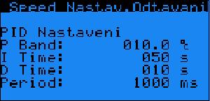 11.7 Speed Nastav.Odtávání PID Parametr: SP Rozsah/Předn. P Band A152 0-999.9 Hodnota: 10.