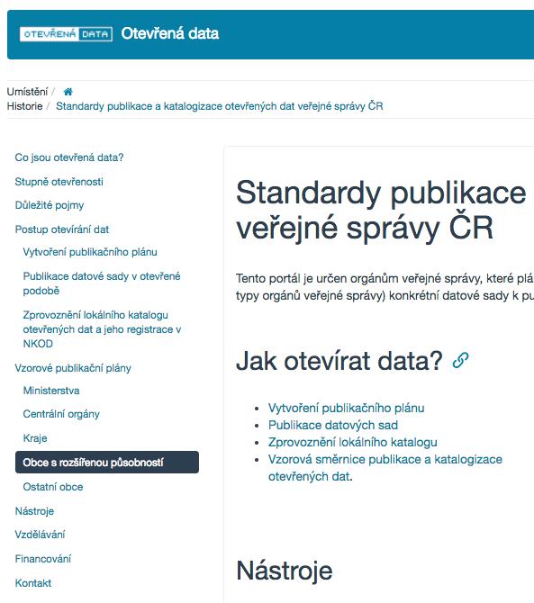 Informační portál otevřených dat Základní pojmy Důvody otevírání dat Postupy otevírání dat Vzorové