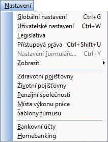 22 1 Úvod 1 9 22 Export pro docházku Export databáze Import roku Odeslané e-maily E-maily k odeslání Odeslané datové zprávy Zálohování Zálohovat Zálohovat vše Načíst zálohu Načíst tiskovou zálohu