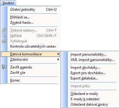 Personalistika a mzdy PAMICA Příručka uživatele 275 16 / 1 Datová komunikace Datovou komunikaci naleznete v nabídce Soubor/Datová komunikace.