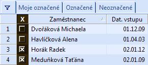 Výběr záznamů podle časového období Po stisku záhlaví sloupce s datem v tabulce zobrazí PAMICA dynamické záložky časových období (týden, měsíce, kvartály, rok) pro rychlý výběr záznamů.