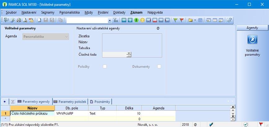 86 3 Nastavení parametry. Nastavení volitelných parametrů může provádět pouze administrátor nebo uživatel s administrátorskými funkcemi.