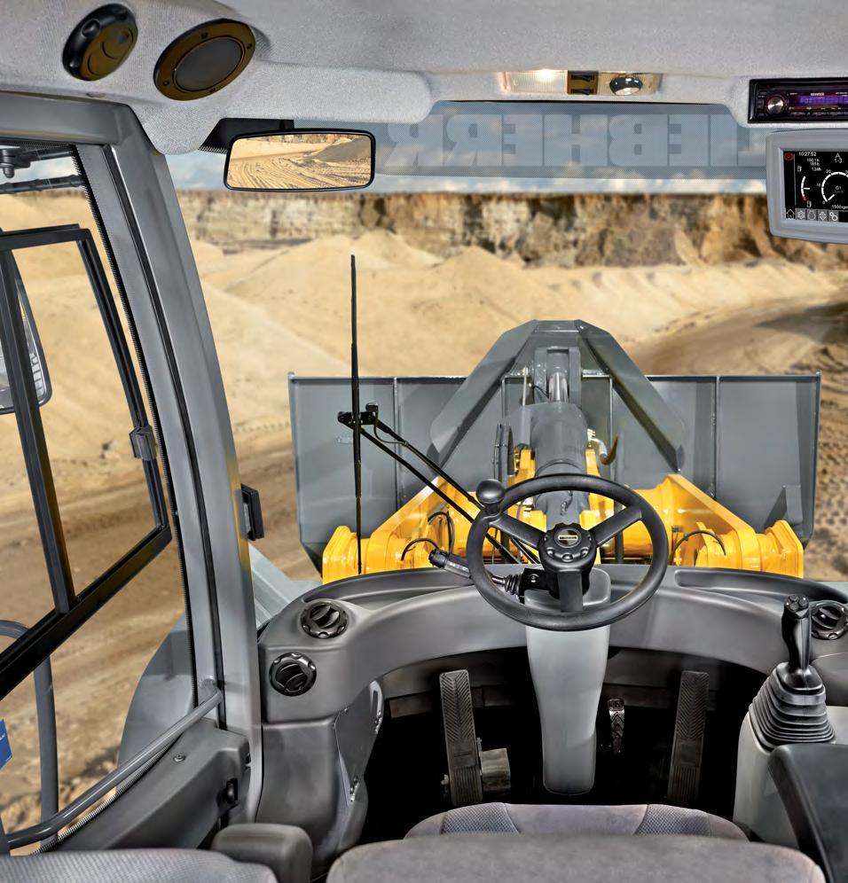 Ovládací páka Liebherr Jedním joystickem Liebherr jsou řízeny jak pojezd