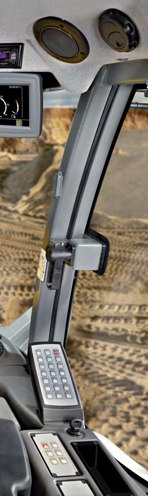 Komfort Kolové nakladače Liebherr jsou vybaveny obzvláště komfortně: moderní ergonomický design kabiny, plynulý pohon pojezdu Liebherr bez přerušení tlačné síly, sériově dodávané tlumení kmitů