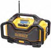 Odolná ochranná konsrukce Zásuvky 220 V na připojení strojů na staveništi Bez baterií a nabíječky, nenabíjí akumulátory XR DeWALT Napájení Tuner DCR027 XR 14,4 V, 18 V, Flexvolt nebo 220 V FM / DAB+
