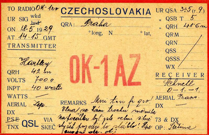 Členský Zpravodaj VRK 1/18 5 Historické QSL lístky čs. amatérů vysílačů 4.