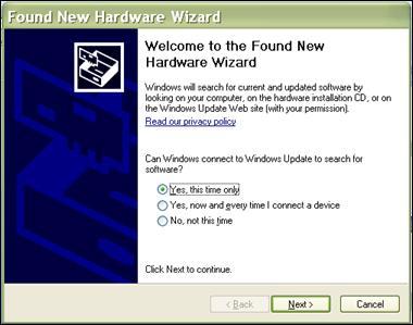 Po prvním připojení senzoru k USB portu se zobrazí hlášení o instalaci ovladače systému Windows.
