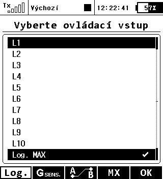 Dialog pro výběr ovládacího vstupu Tento dialog je zobrazen vždy, když potřebujete některé funkci přiřadit ovladač, aktivační spínač apod.