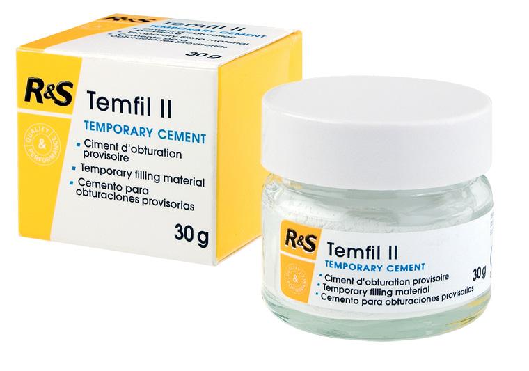 temfil ii Cement bez eugenolu pro provizorní výplně v dočasném i stálém chrupu.