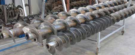 Spirály Šnekovnice typ CO (na hřídeli) Výroba z uhlíkové oceli nebo nerezi AISI 304/316 Zakázková výroba Na zakázku lze