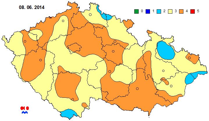 Míra ohrožení půdním suchem, kompilace měření x model vrstva 0-20 cm, aktuální stav