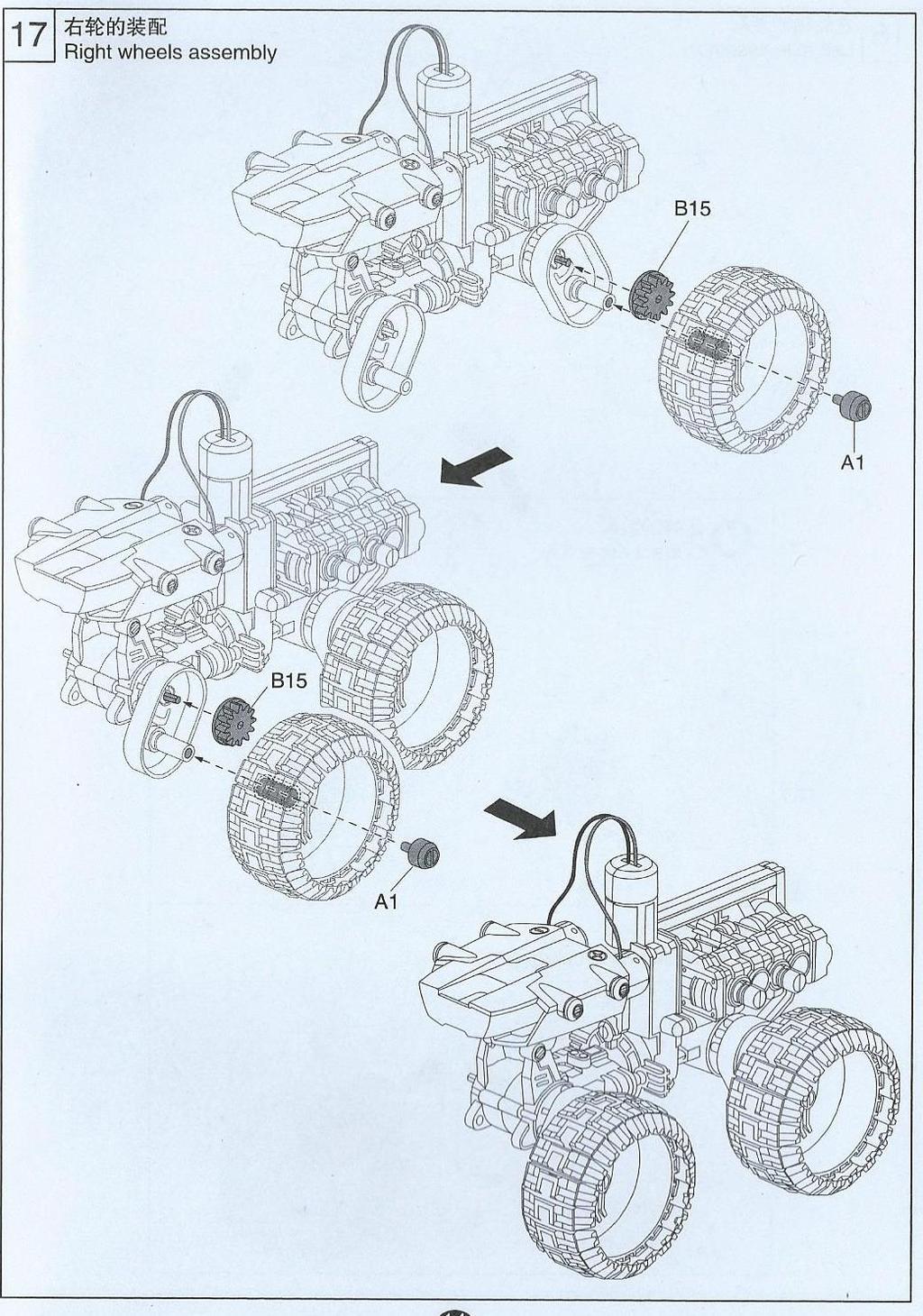 Right axle assembly- kompletace pravé osy Correct assembly- správná montáž