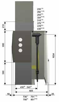 ga / gae630 Konfigurace Rozměry Pole Vnitřní oblouk IAC AFL 20 ka 1 s Výška pole 1400 mm Spínací skříň Nádoba z nerezového plechu Ukazatel tlaku plynu: Manometer Tlakový spínač s pomocným