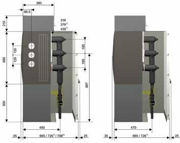 ga / gae630 Konfigurace Pole Vnitřní oblouk IAC AFL 16 ka 1 s 20 ka 1 s Výška pole 1400 mm Výška pole 1050 mm Spínací skříň Nádoba z nerezového plechu Ukazatel tlaku plynu: Manometer Tlakový spínač s