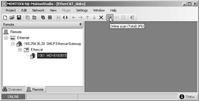 8 Provoz programu MOVTOOLS MotionStudio přes EtherCAT Automatické vyhledávání připojených zařízení 8.