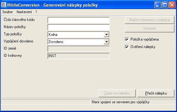 Konverzný program Inicializácia nálepiek a zápis dát do čipu na etikete Čítanie zaznamenaných dát a kontrola funkčnosti