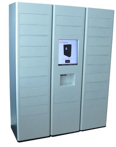 RFID rezervačné skrinky Smartlocker Základné vlastnosti: Zariadenie slúžiace na vyzdvihnutie rezervovaných dokumentov Vhodné pre interiérové umiestnenie, prípadne i mimo priestory knižnice (komunitné