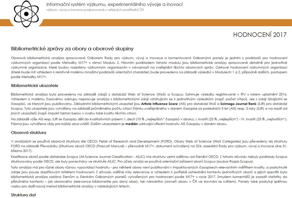 Hodnocení 2017 bibliometrie