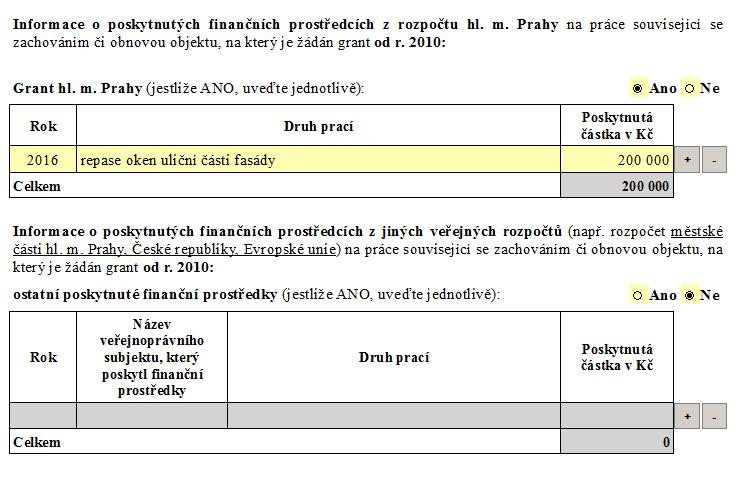 STRANA 3 FORMULÁŘE Vzor vyplnění údajů Vyplníte údaje o poskytnutých finančních prostředcích v